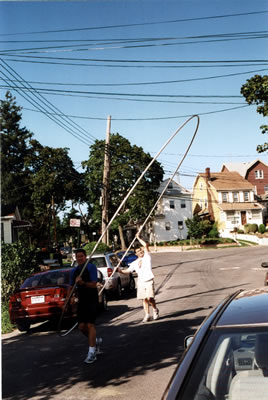 Ashrita and Udar trying to avoid getting electrocuted